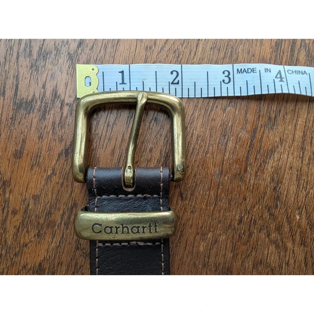 Carhartt Leather Belt Mens 44 Brown Like New Top Grain English Bridle Brass